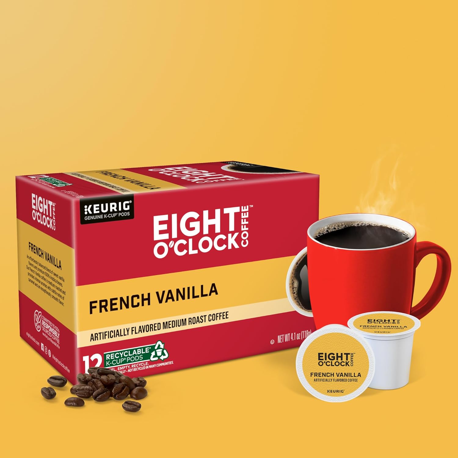 Eight O'Clock Coffee French Vanilla, Keurig Single Serve K-Cup Pods, Light Roast, 72 Count Eight O'Clock Coffee French Vanilla, Keurig Single Serve K-Cup Pods, Light Roast, 72 Count - Image 8