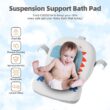 Collapsible Baby Bathtub for Newborn, Foldable Baby Bath Tub with Thermometer & Soft Floating Cushion & Drain Hole, Blue