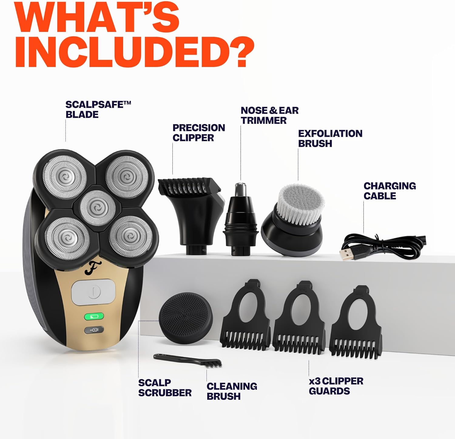 The FlexSeries Electric Head Hair Shaver - Freebird - Ultimate Mens Cordless Rechargeable Wet/Dry Skull & Bald Head Waterproof Razor The FlexSeries Electric Head Hair Shaver - Freebird - Ultimate Mens Cordless Rechargeable Wet/Dry Skull & Bald Head Waterproof Razor - Image 8