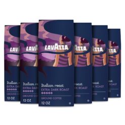 Lavazza Italian Roast Ground Coffee 6 Bags of 12oz, Dark Roast, Intensity 5/5, 100% Arabica, (Pack of 6) - Package May Vary