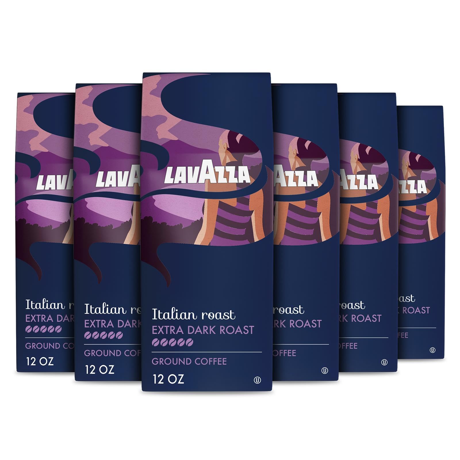 Lavazza Italian Roast Ground Coffee 6 Bags of 12oz, Dark Roast, Intensity 5/5, 100% Arabica, (Pack of 6) - Package May Vary Lavazza Italian Roast Ground Coffee 6 Bags of 12oz, Dark Roast, Intensity 5/5, 100% Arabica, (Pack of 6) - Package May Vary
