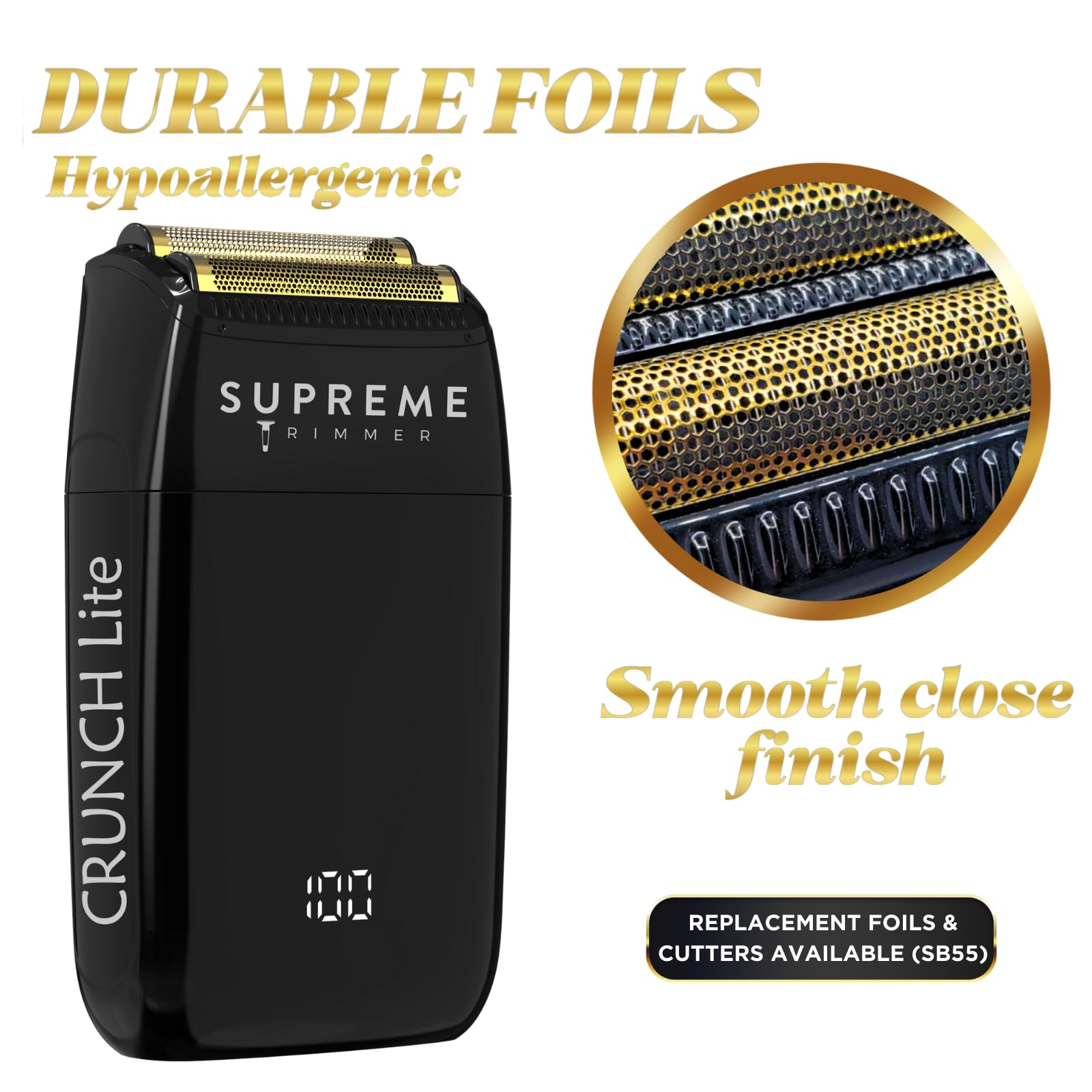 Supreme Trimmer Crunch Lite Foil Shaver for Men (60 Minute Runtime) Men's Electric Razor for Bald Head, Black Supreme Trimmer Crunch Lite Foil Shaver for Men (60 Minute Runtime) Men's Electric Razor for Bald Head, Black - Image 8