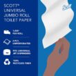 Scott Professional 100% Recycled Fiber High-Capacity Jumbo Roll Bulk Toilet Paper, 2-Ply, White,(12 Rolls at 1,000' Each, 12,000'/Case)