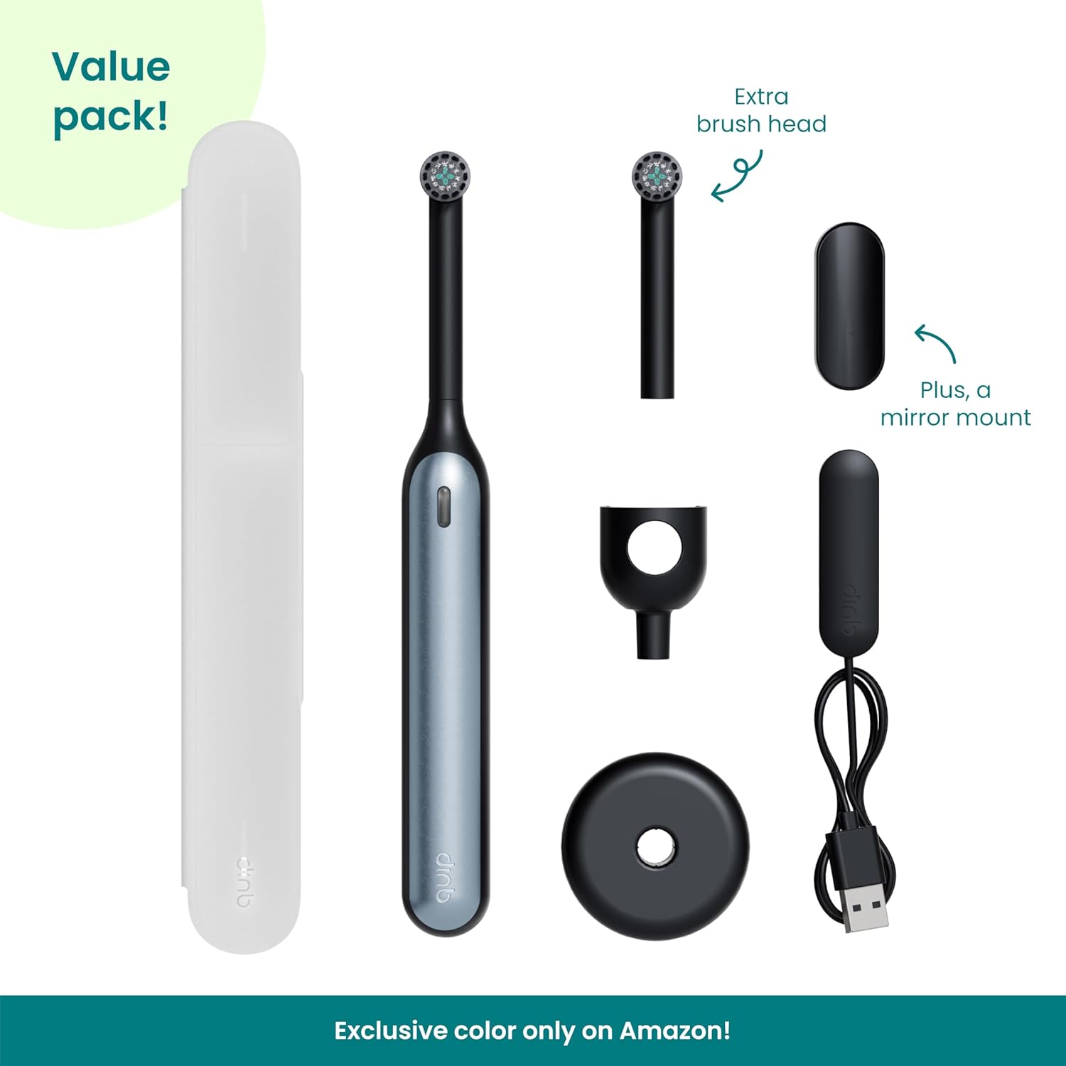 Quip 360 Oscillating Rechargeable Electric Toothbrush with Extra Brush Head - Blue Stone Quip 360 Oscillating Rechargeable Electric Toothbrush with Extra Brush Head - Blue Stone - Image 9