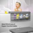 Kneelbow Baby Bath Kneeler and Elbow Rest Pad 2 Pieces Set with 3 Spacious Pocket to Organize Baby Acessories, 1.5" Thick Non-Slip (Grey)