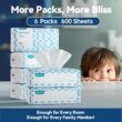 Winner Soft Face Towels, USA Cotton Dry Wipes, 600 Count Unscented Cotton Tissues for Sensitive Skin, 6 Pack