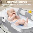 MoreFeel Collapsible Baby Bathtub for Newborn with Thermometer & 1 Hooded Towel & 1 Soft Floating Cushion, Grey