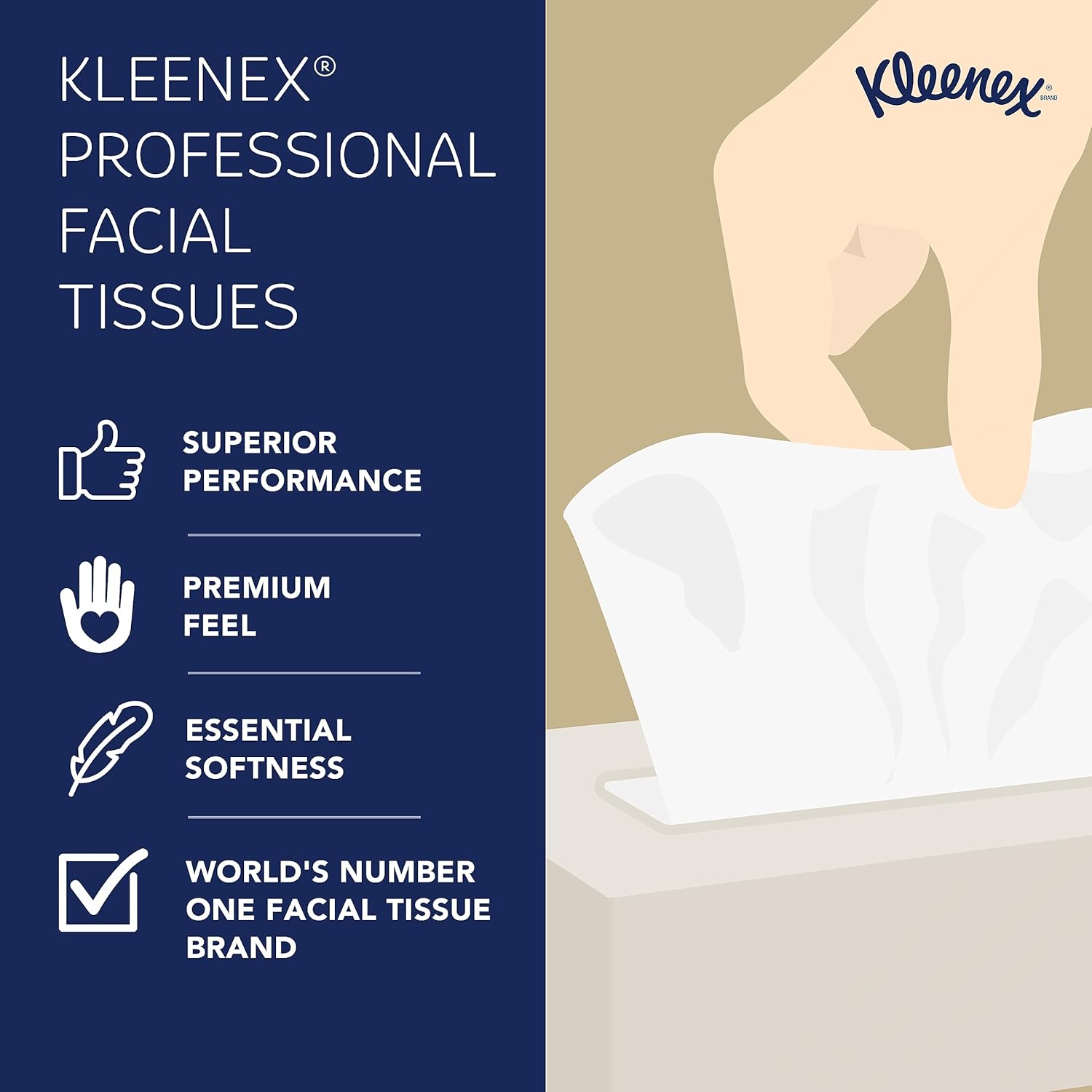 Kleenex Professional Facial Tissue, Bulk (21606), 2-Ply, White, Flat Boxed Format, (125 Tissues/Box, 48 Boxes, 6,000 Sheets/Case) Kleenex Professional Facial Tissue, Bulk (21606), 2-Ply, White, Flat Boxed Format, (125 Tissues/Box, 48 Boxes, 6,000 Sheets/Case) - Image 3
