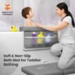 Kneelbow Baby Bath Kneeler and Elbow Rest Pad 2 Pieces Set with 3 Spacious Pocket to Organize Baby Acessories, 1.5" Thick Non-Slip (Grey)