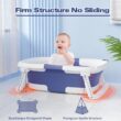 Napei Collapsible Baby Bathtub, Baby Bath Tub with Soft Cushion & Thermometer, Blue