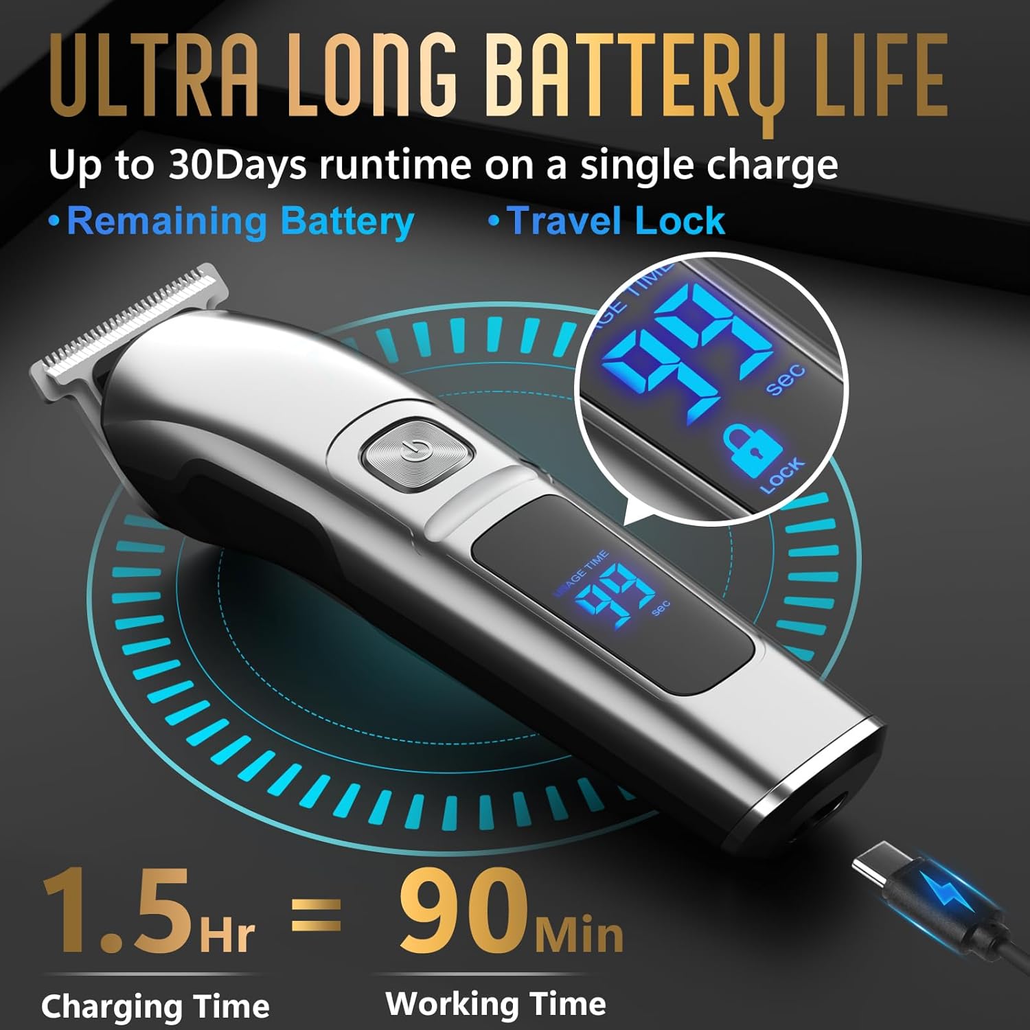 Ufree Beard Trimmer for Men, Waterproof Electric Razor for Nose, Body, Face and Mustache, Cordless Hair Clippers Shavers Ufree Beard Trimmer for Men, Waterproof Electric Razor for Nose, Body, Face and Mustache, Cordless Hair Clippers Shavers - Image 5