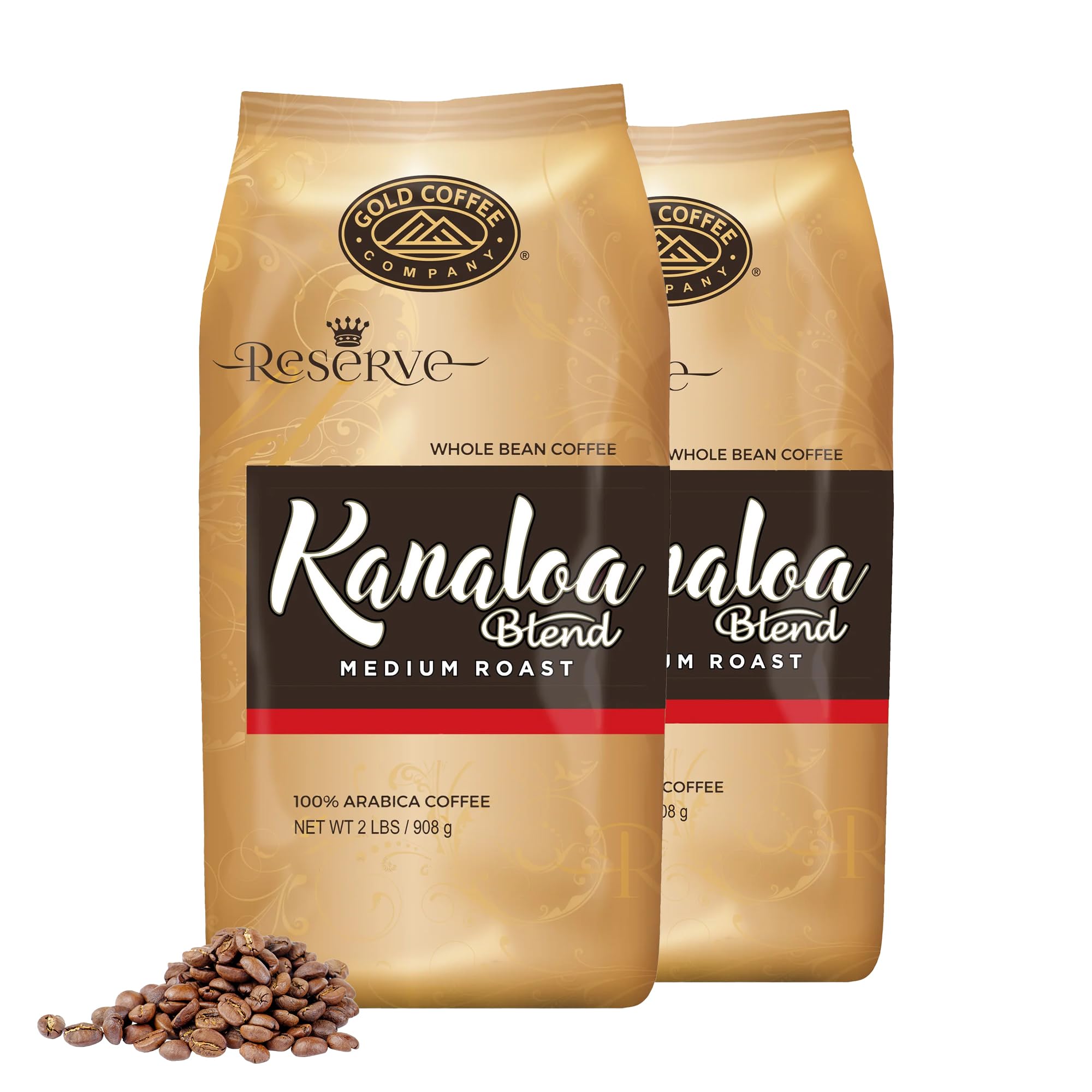 Gold Coffee Company Kanaloa Premium House Blend, Gourmet Medium Roast Whole Bean Coffee, 2 lbs. (Pack of 2) Gold Coffee Company Kanaloa Premium House Blend, Gourmet Medium Roast Whole Bean Coffee, 2 lbs. (Pack of 2)
