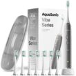 Aquasonic Vibe Series Ultra-Whitening Toothbrush – ADA Accepted Electric Toothbrush - 8 Brush Heads & Travel Case Charcoal Metal