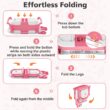 Collapsible Baby Bathtub for Newborn, Foldable Baby Bath Tub with Thermometer & Soft Floating Cushion & Drain Hole, Pink