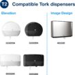 Tork Mini Jumbo Toilet Paper Roll White T2, Advanced, 2-Ply, 12 x 751', 12024402