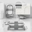 Collapsible Baby Bathtub for Newborn, Foldable Baby Bath Tub with Thermometer & Soft Floating Cushion & Drain Hole, Grey