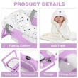 MoreFeel Collapsible Baby Bathtub for Newborn with Thermometer & 1 Hooded Towel & 1 Soft Floating Cushion, Lavender