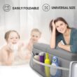 Kneelbow Baby Bath Kneeler and Elbow Rest Pad 2 Pieces Set with 3 Spacious Pocket to Organize Baby Acessories, 1.5" Thick Non-Slip (Grey)