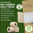 Premium Bamboo Toilet Paper, PFAS Free, Chemical Free Toilet Paper, Unbleached, (24) 3PLY & 300 Sheets, Organic Brown