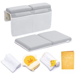 BABY BOOTH Bath Kneeler and Elbow Rest Pad, 1.75 inch Extra Thick Baby Bath Kneeling Pad and Elbow Pad for Bathtub, Grey