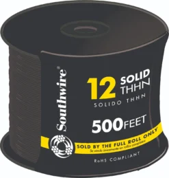 Southwire 500-Feet 12 -AWG Black Solid Copper THHN wire ( By-the-roll )