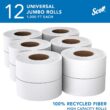 Scott Professional 100% Recycled Fiber High-Capacity Jumbo Roll Bulk Toilet Paper, 2-Ply, White,(12 Rolls at 1,000' Each, 12,000'/Case)