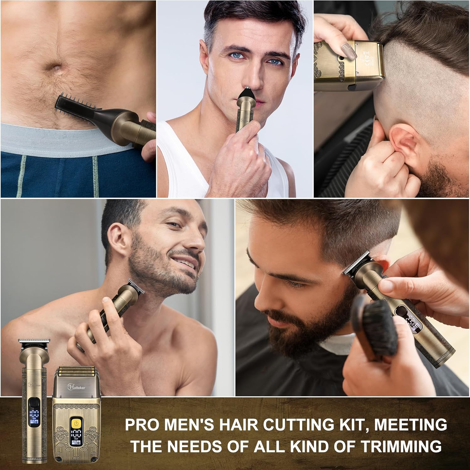 Hatteker Professional Hair Clipper Electric Razor Foil Shavers for Men Body Nose Ear Hair Grooming Kit Hatteker Professional Hair Clipper Electric Razor Foil Shavers for Men Body Nose Ear Hair Grooming Kit - Image 2