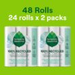 Seventh Generation Toilet Paper White Bathroom Tissue 2-ply 100% Recycled Paper without Chlorine Bleach 24 count, Pack of 2