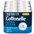 Cottonelle Ultra Clean Toilet Paper with Active CleaningRipples Texture, Strong Bath Tissue, 32 Family Mega Rolls (8 Packs of 4)
