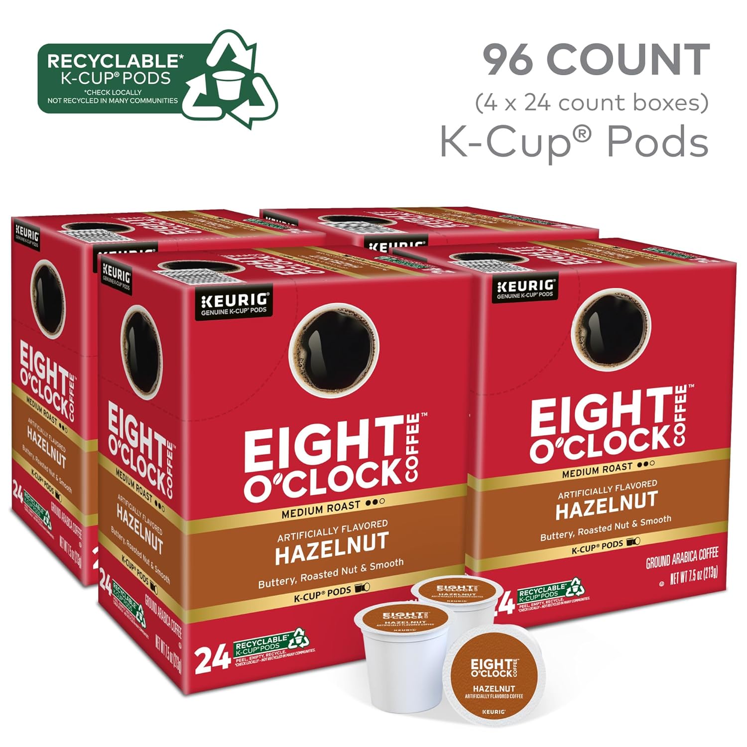 Eight O'Clock Coffee Hazelnut Keurig Single-Serve K-Cup Pods, Medium Roast Coffee, 96 Count Eight O'Clock Coffee Hazelnut Keurig Single-Serve K-Cup Pods, Medium Roast Coffee, 96 Count - Image 2