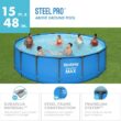 Bestway Steel Pro Round Above Ground Outdoor Backyard Swimming Pool, Size: 15' x 15' x 48"