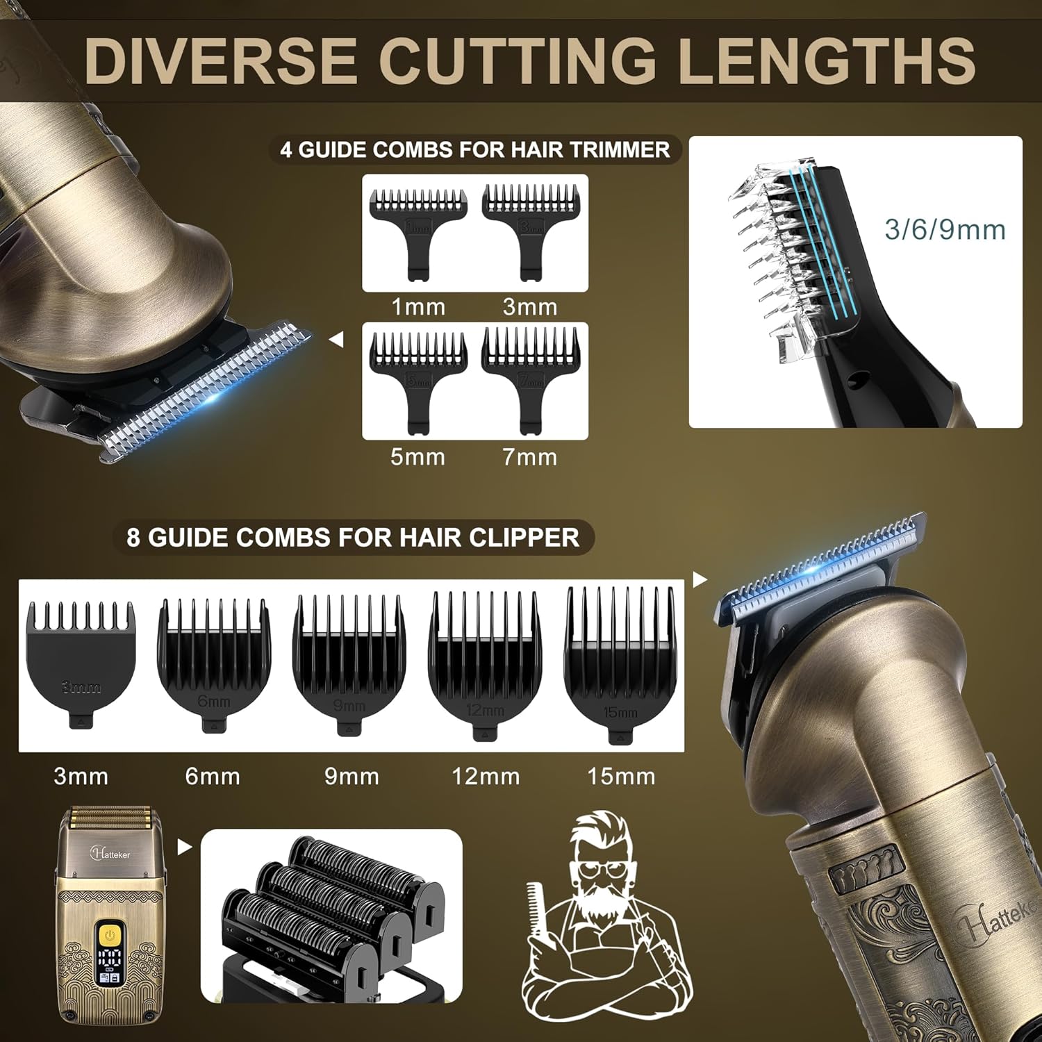 Hatteker Professional Hair Clipper Electric Razor Foil Shavers for Men Body Nose Ear Hair Grooming Kit Hatteker Professional Hair Clipper Electric Razor Foil Shavers for Men Body Nose Ear Hair Grooming Kit - Image 5