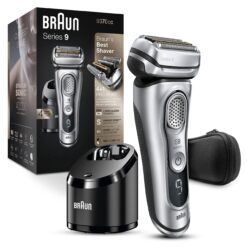 Braun Electric Razor for Men With Precision Beard Trimmer, Rechargeable, Wet & Dry Foil Shaver, Silver, 3 Piece Set