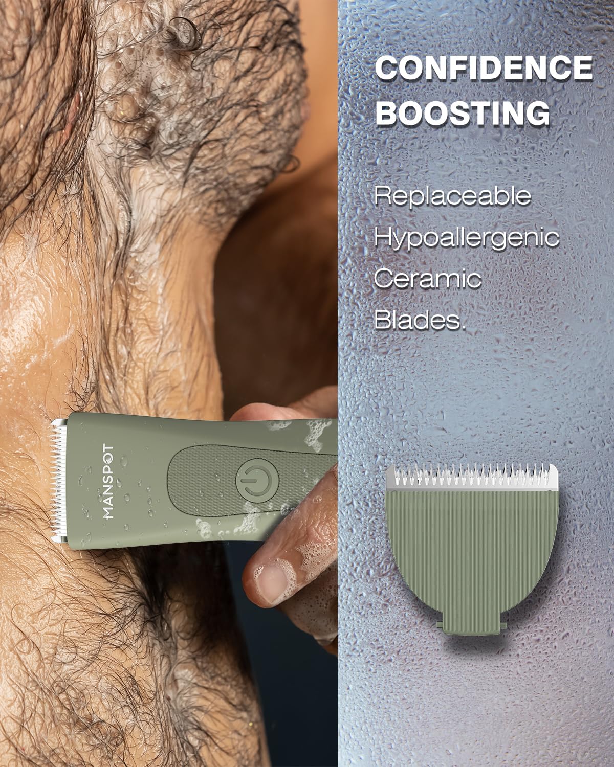 MANSPOT Manscape Pubic Hair Trimmer for Men and Women, Electric Ball Trimmer Pubic Trimmer Shaver, Green MANSPOT Manscape Pubic Hair Trimmer for Men and Women, Electric Ball Trimmer Pubic Trimmer Shaver, Green - Image 5