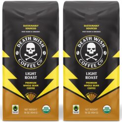 Death Wish Coffee - Light Roast Whole Bean Coffee, Organic and Fair Trade (2 pack)