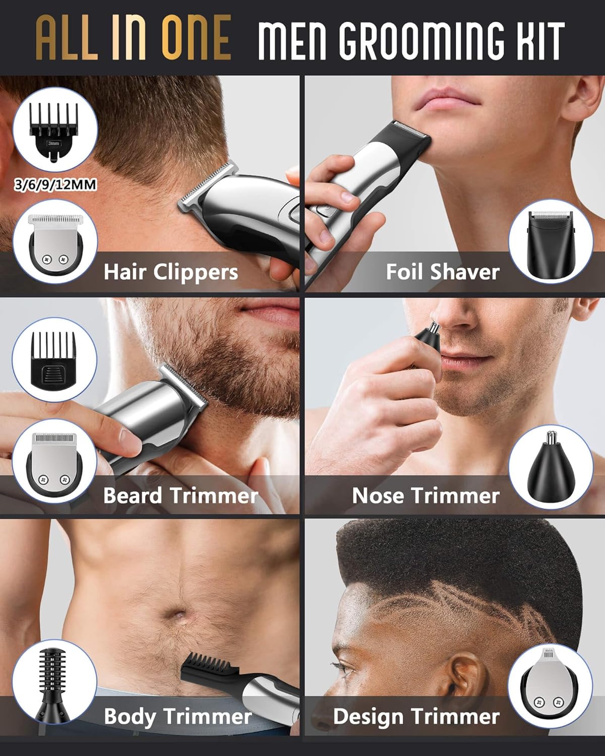 Ufree Beard Trimmer for Men, Waterproof Electric Razor for Nose, Body, Face and Mustache, Cordless Hair Clippers Shavers Ufree Beard Trimmer for Men, Waterproof Electric Razor for Nose, Body, Face and Mustache, Cordless Hair Clippers Shavers - Image 7