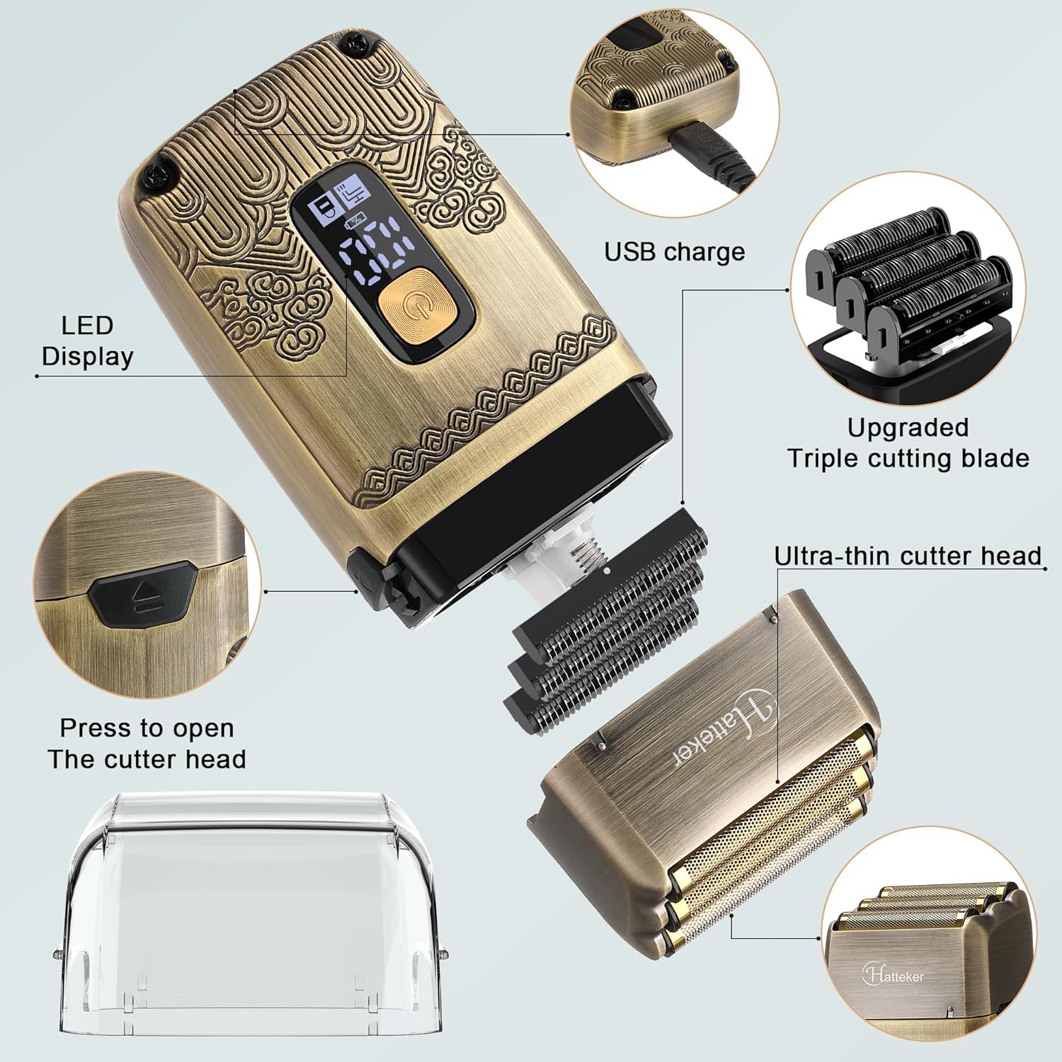 Hatteker Professional Hair Clipper Electric Razor Foil Shavers for Men Body Nose Ear Hair Grooming Kit Hatteker Professional Hair Clipper Electric Razor Foil Shavers for Men Body Nose Ear Hair Grooming Kit - Image 8