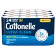 Cottonelle Ultra Clean Toilet Paper with Active CleaningRipples Texture, Strong Bath Tissue, 24 Family Mega Rolls (4 Packs of 6)