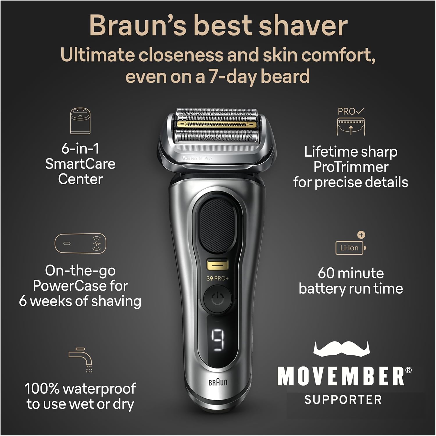 Braun Series 9 PRO+ 9577cc Electric Razor for Men, 5 Pro Shave Elements & Precision Long Hair Trimmer, 6in1 SmartCare Center Braun Series 9 PRO+ 9577cc Electric Razor for Men, 5 Pro Shave Elements & Precision Long Hair Trimmer, 6in1 SmartCare Center - Image 7