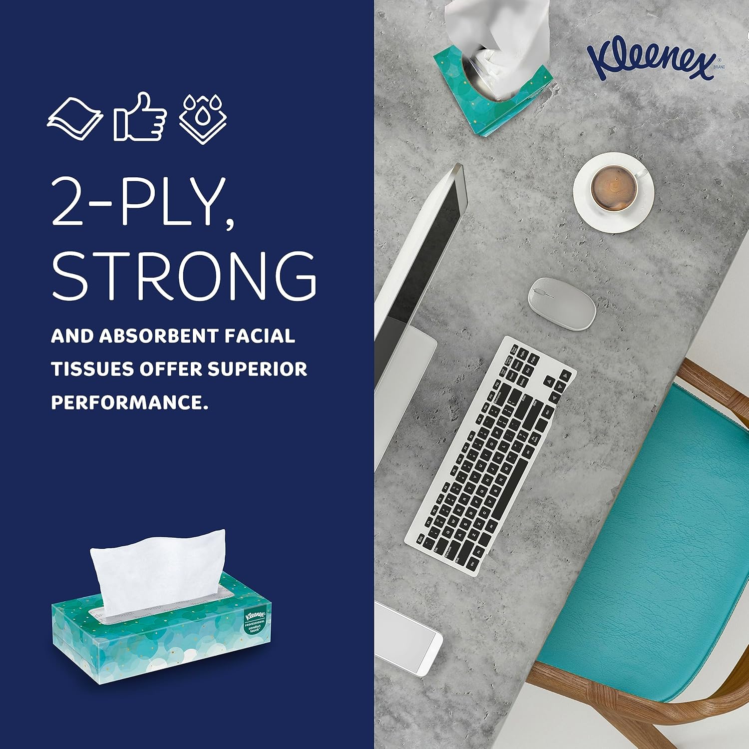 Kleenex Professional Facial Tissue, Bulk (21400), 2-Ply, White, Flat Boxed Format (100 Tissues/Box, 36 Boxes, 3,600 Sheets/Case) Kleenex Professional Facial Tissue, Bulk (21400), 2-Ply, White, Flat Boxed Format (100 Tissues/Box, 36 Boxes, 3,600 Sheets/Case) - Image 8