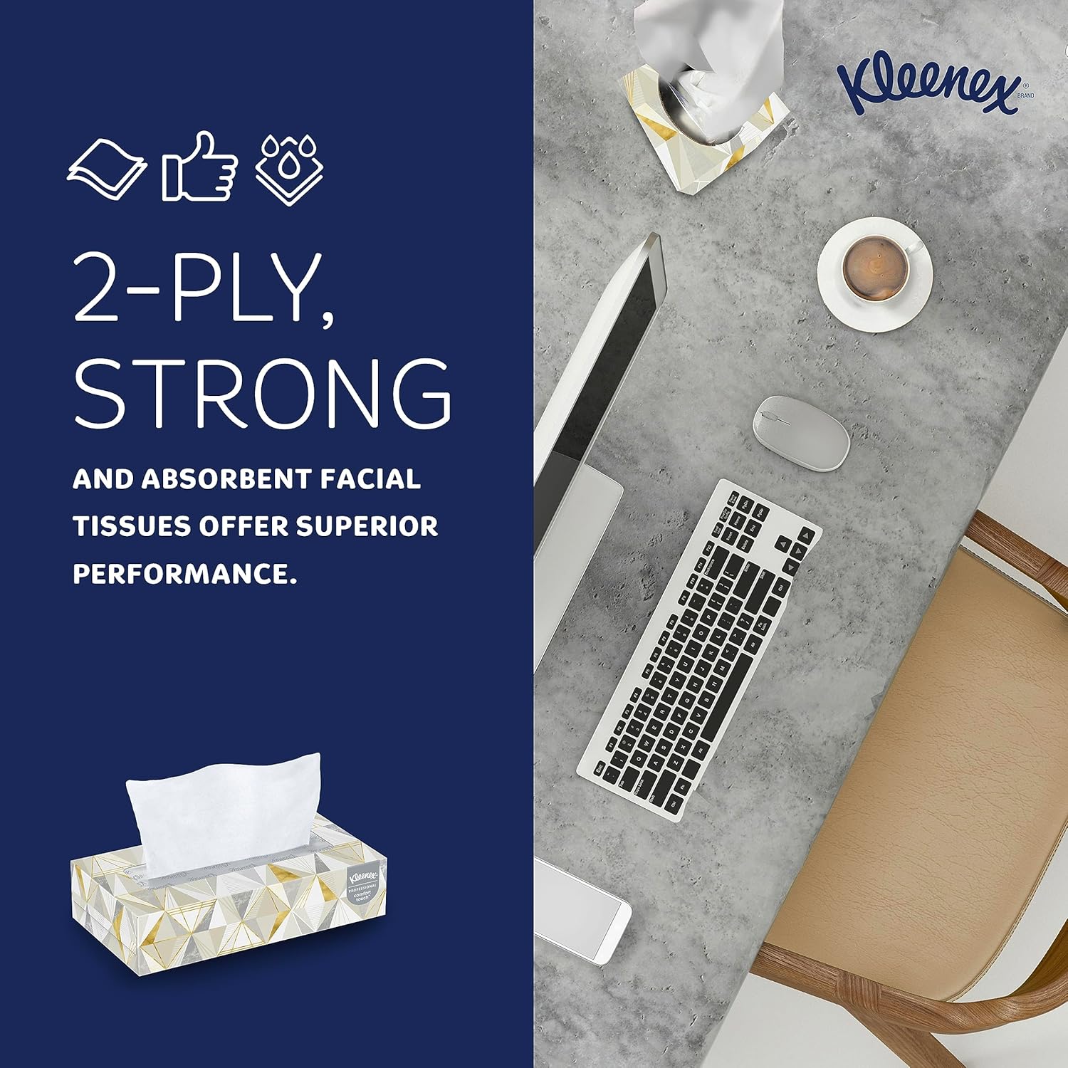 Kleenex Professional Facial Tissue, Bulk (21606), 2-Ply, White, Flat Boxed Format, (125 Tissues/Box, 48 Boxes, 6,000 Sheets/Case) Kleenex Professional Facial Tissue, Bulk (21606), 2-Ply, White, Flat Boxed Format, (125 Tissues/Box, 48 Boxes, 6,000 Sheets/Case) - Image 7