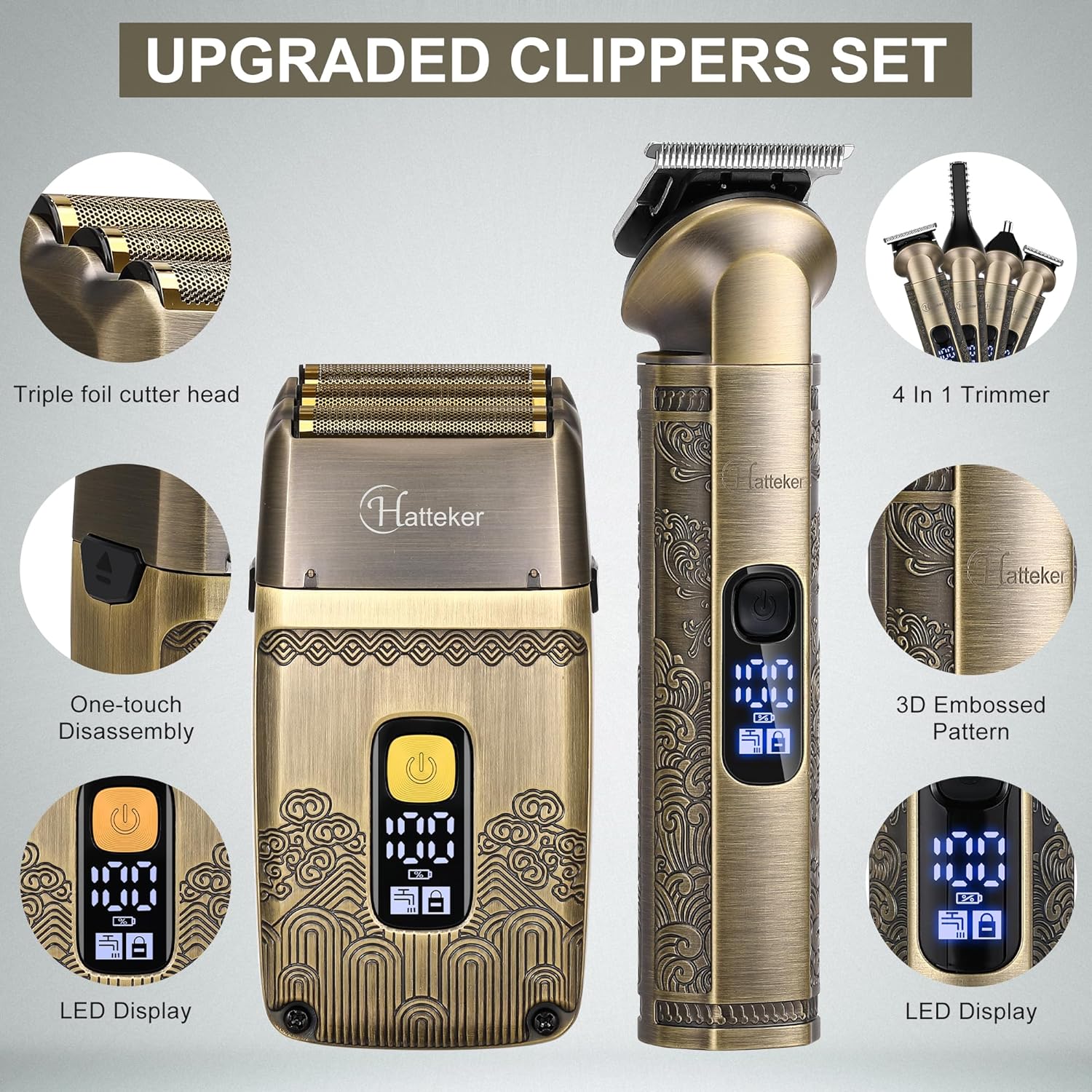 Hatteker Professional Hair Clipper Electric Razor Foil Shavers for Men Body Nose Ear Hair Grooming Kit Hatteker Professional Hair Clipper Electric Razor Foil Shavers for Men Body Nose Ear Hair Grooming Kit - Image 7