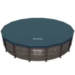 Bestway Power Steel Round Above Ground Outdoor Swimming Pool Set with Filter Pump and Cover, Size: 14' W x 42