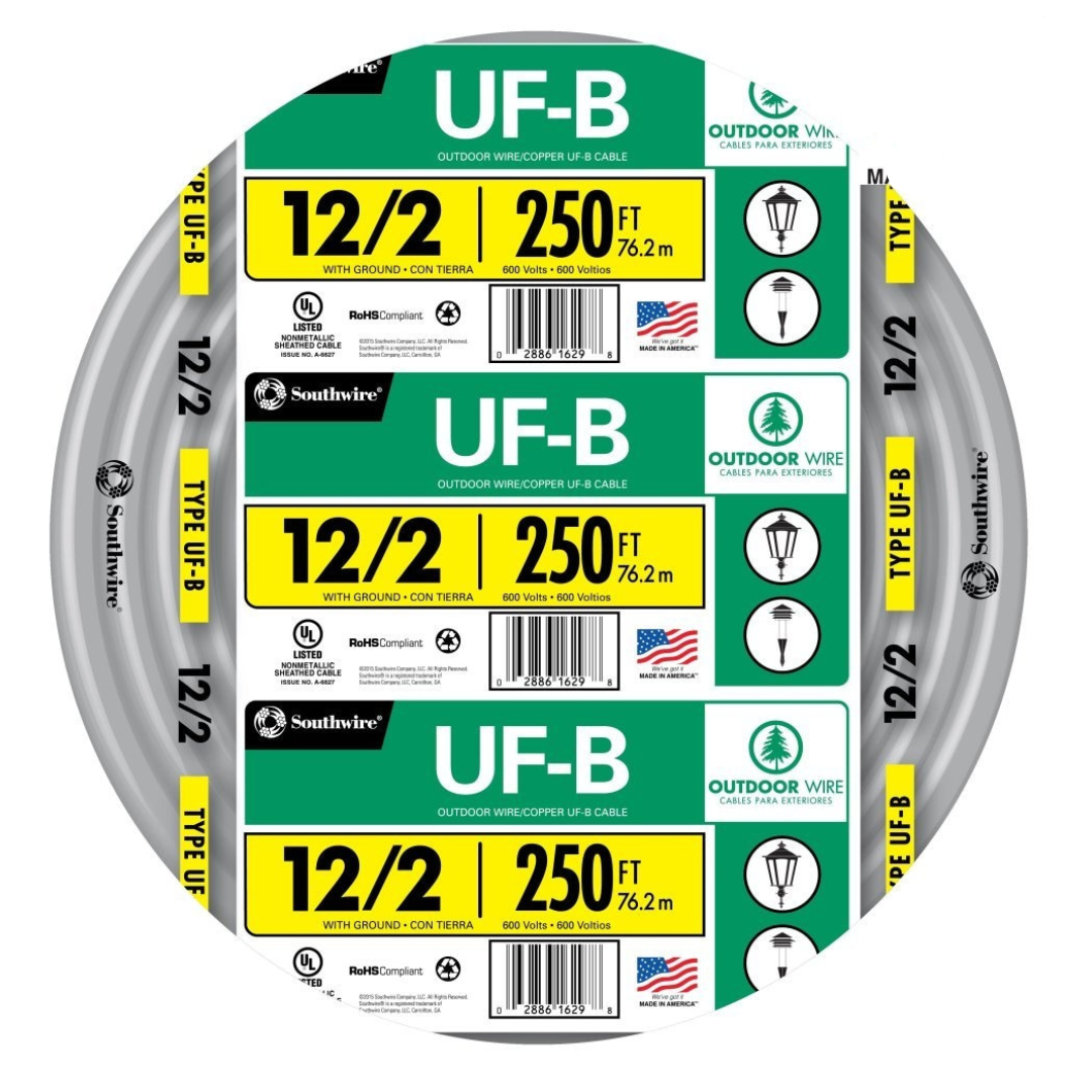 Southwire 250-Feet 12 / 2 Solid UF-B Wire W/G ( By-the-roll ) Southwire 250-Feet 12 / 2 Solid UF-B Wire W/G ( By-the-roll )