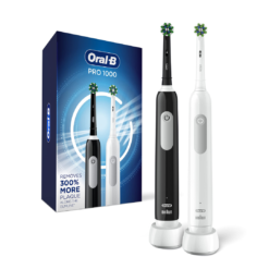 Oral-B Pro 1000 CrossAction Electric Toothbrush, Black and White, 2 Count