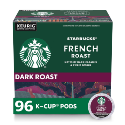 Starbucks K-Cup Coffee Pods, Dark Roast Coffee, French Roast for Keurig Brewers, 100% Arabica, 4 boxes (96 pods total)