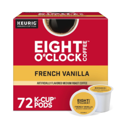 Eight O'Clock Coffee French Vanilla, Keurig Single Serve K-Cup Pods, Light Roast, 72 Count