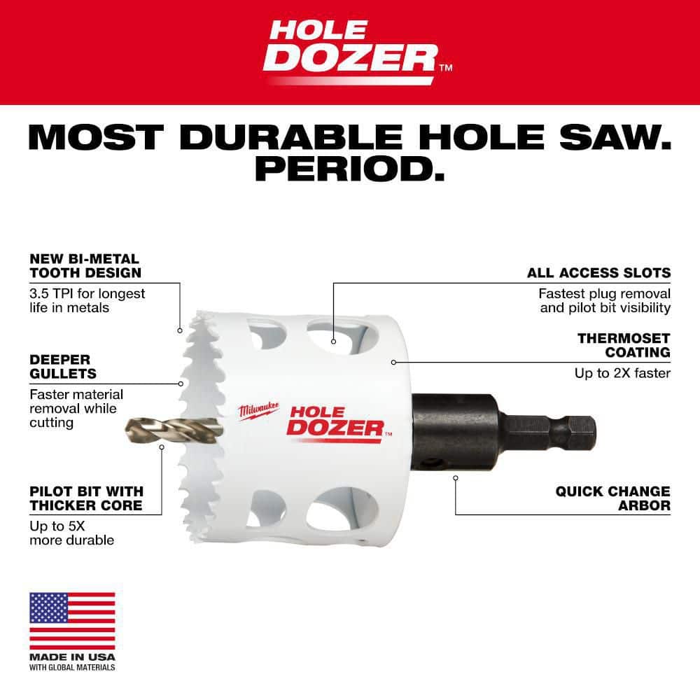 Milwaukee Hole Dozer General Purpose Bi-Metal Hole Saw Set (11-Piece) 49-22-4020 Milwaukee Hole Dozer General Purpose Bi-Metal Hole Saw Set (11-Piece) 49-22-4020