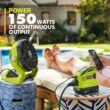 RYOBI 150-Watt Push Button Start Power Source and Charger for ONE+ 18-Volt Battery Generator with 2.0 Ah Battery RYi150C