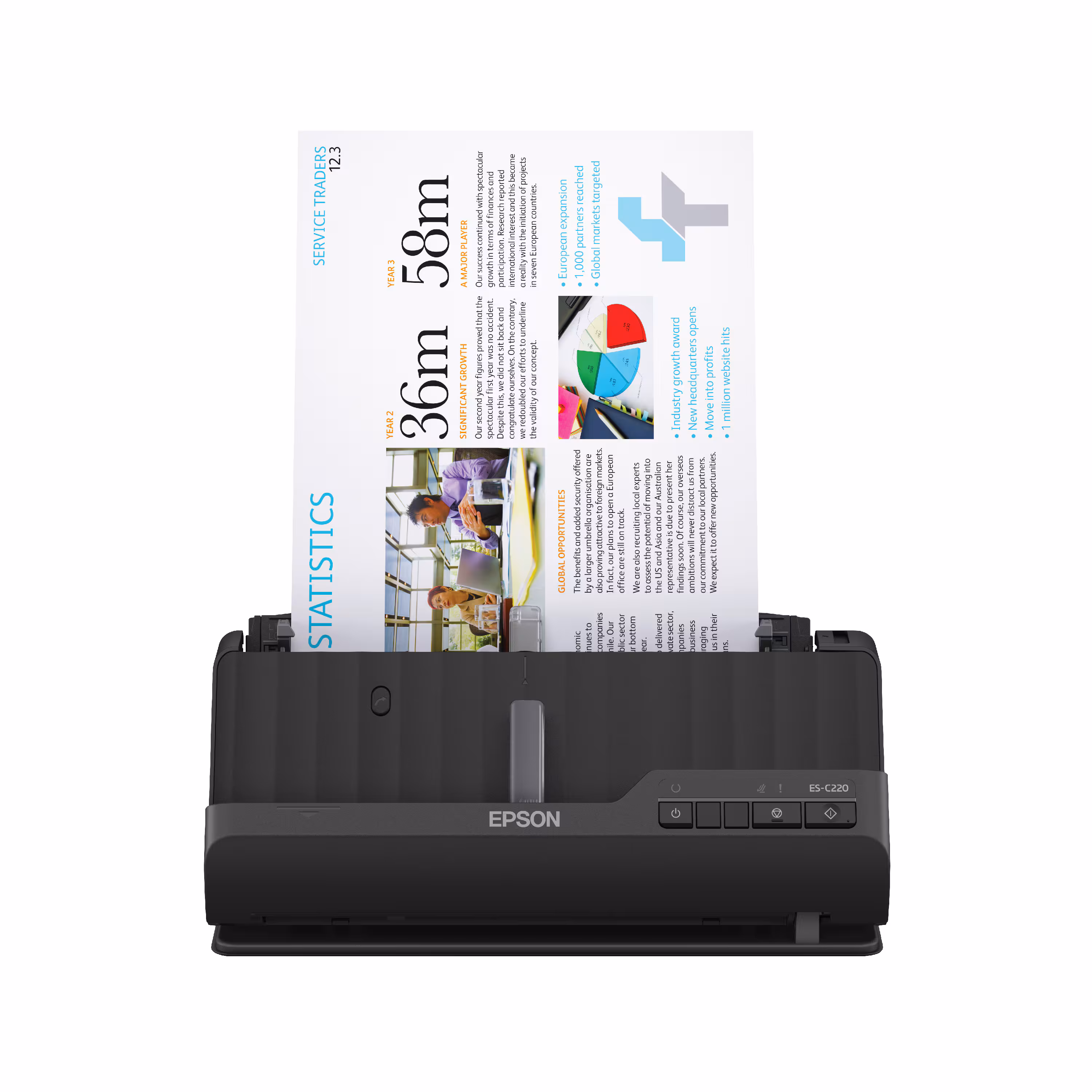 Epson - WorkForce ES-C220 Compact Desktop Document Scanner - Black